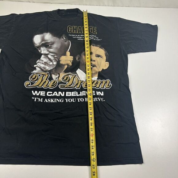 Vtg Martin Luther King MLK Barack Obama Change Dream Rap Tee TShirt Black XXL - Picture 4 of 8
